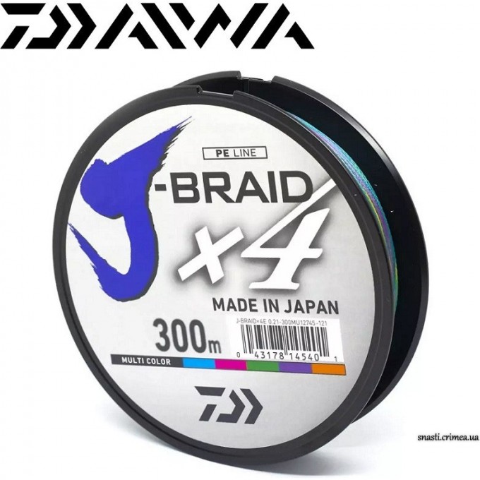 Шнур DAIWA J-Braid X4E 300м 0,12мм Multi Color 12745-112 Шнур DAIWA J-Braid X4E 300м 0,12мм Multi Color 12745-112